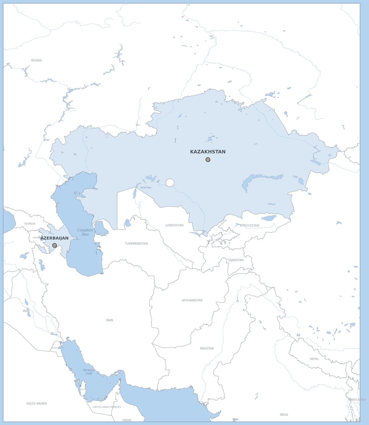 Map of Eurasia and the former Soviet Union marking Templeton Global Search completed mandate countries: Kazakhstan and Azerbaijan.